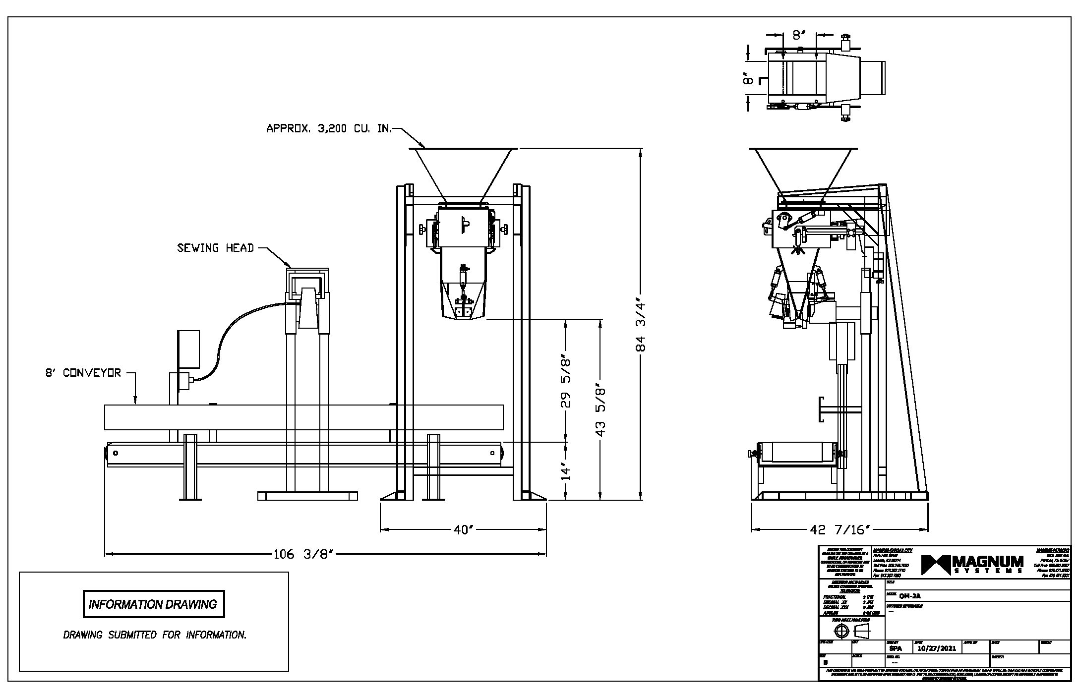 OM2-A Bagging Scale, Pedestal, Mini Sewing System
