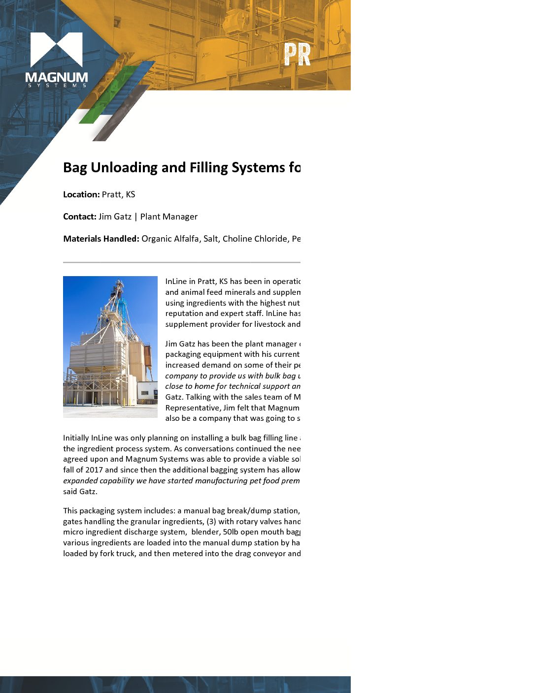 Project Profile – Bag Handling System for Animal Feed Blends_0318