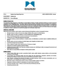 Engineering design supervisor description