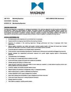 Machining Supervisor