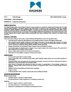 Project Manager description