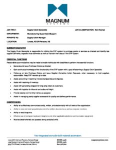 Supply chain generalist